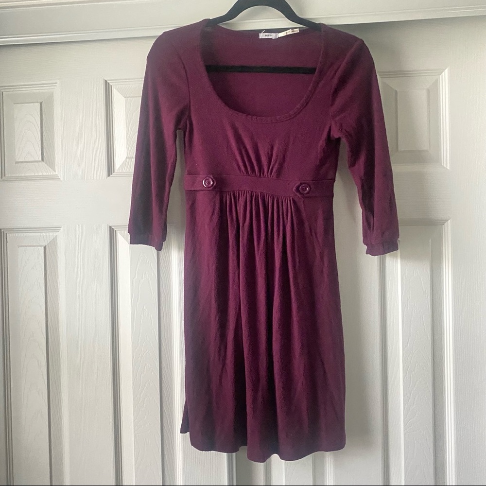 3/4 sleeve plum dress